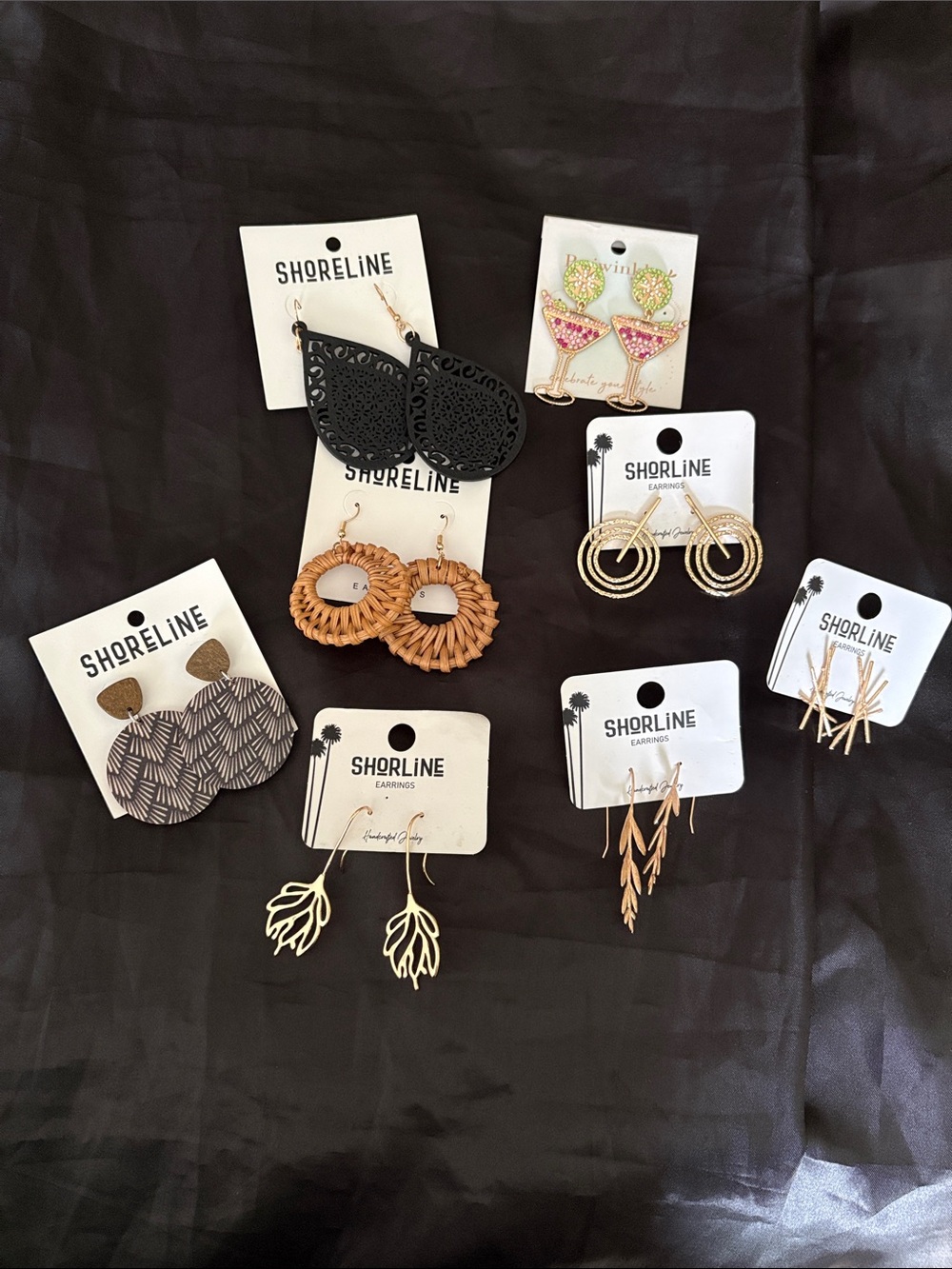 Shoreline Mixed Earring Collection – Black, Brown, Gold, Pink Lot of 8